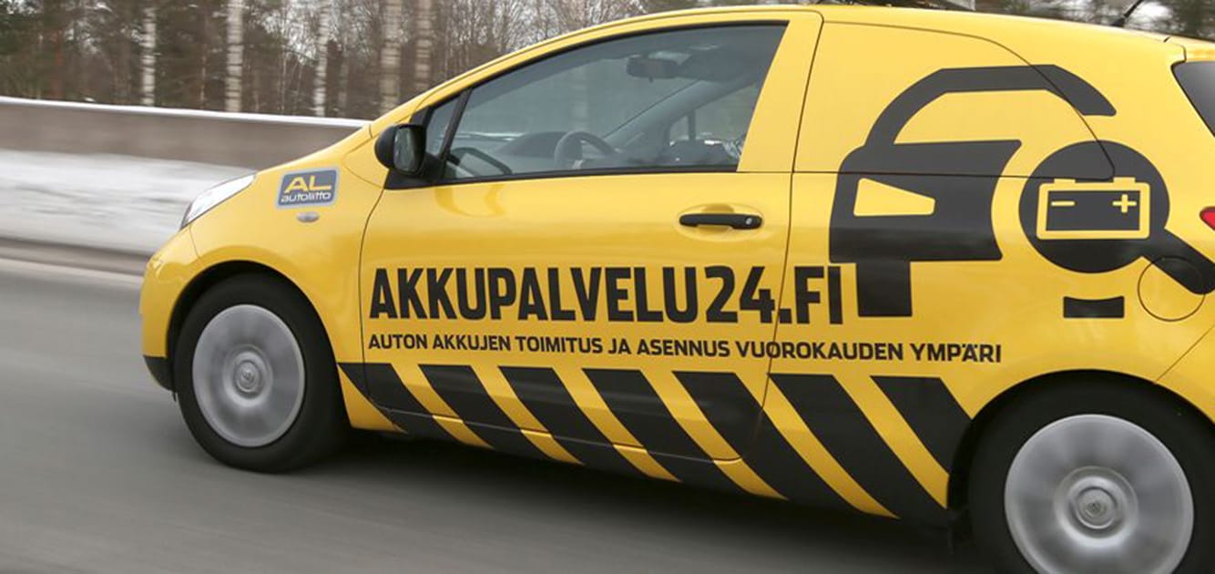 AL-akkupalvelun auton kuva, akkupalvelu 24 h