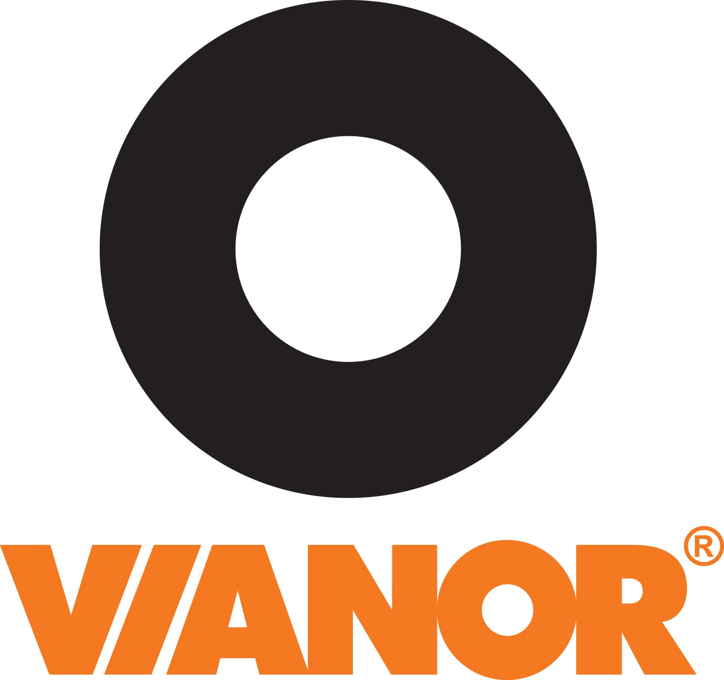 Vianor logo jossa rengas yläpuolella, teksti alapuolella